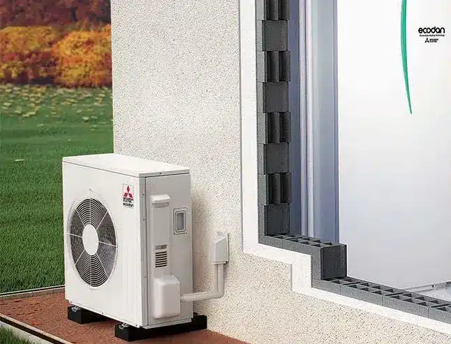 Pompe à chaleur Mitsubishi installée au domicile d'un client